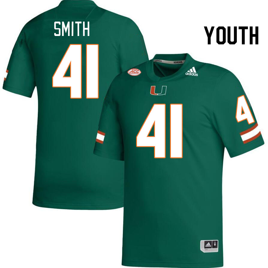 Youth #41 Chase Smith Miami Hurricanes College Football Jerseys Stitched-Green - Click Image to Close